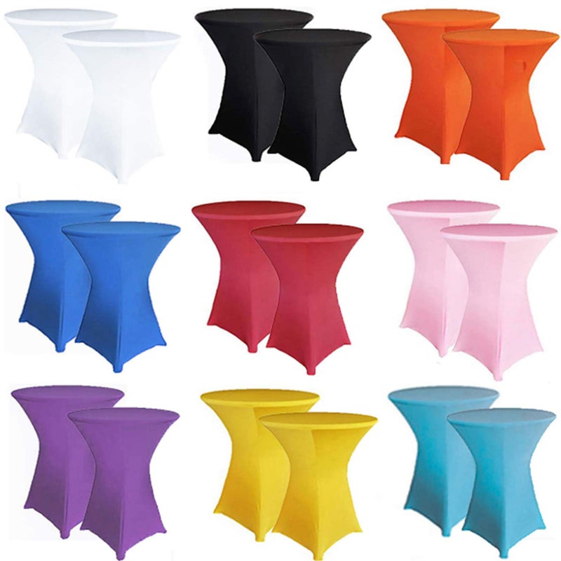 RELIANCER 2 Pack Cocktail Table Covers,36"x43" Fitted Spandex Tablecloth,Stretch Round Highboy Tables Cover,Elastic High Top Table Cloths for Outdoor Party,Wedding,Bar,Birthday,Banquet,Trade Show - Image 1